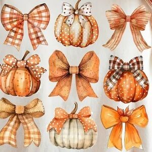 Pumpkins and Bows Print Crew Neck T-Shirt - Girls/Women's Casual Short Sleeve